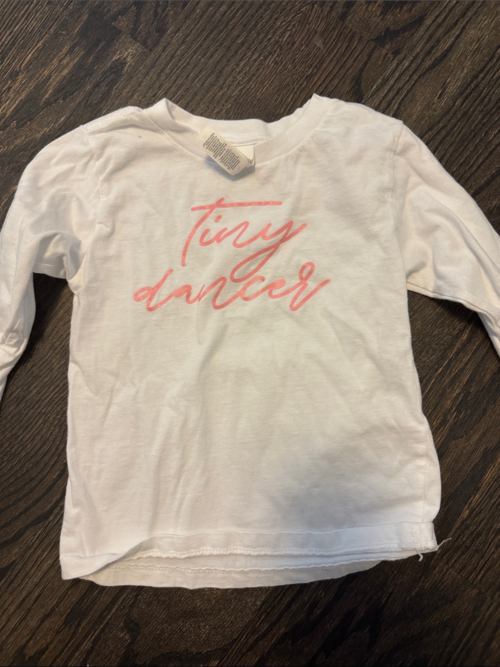 Abella White Long-Sleeve Top with Pink 'Tiny Dancer' Script - Picture 3 of 4